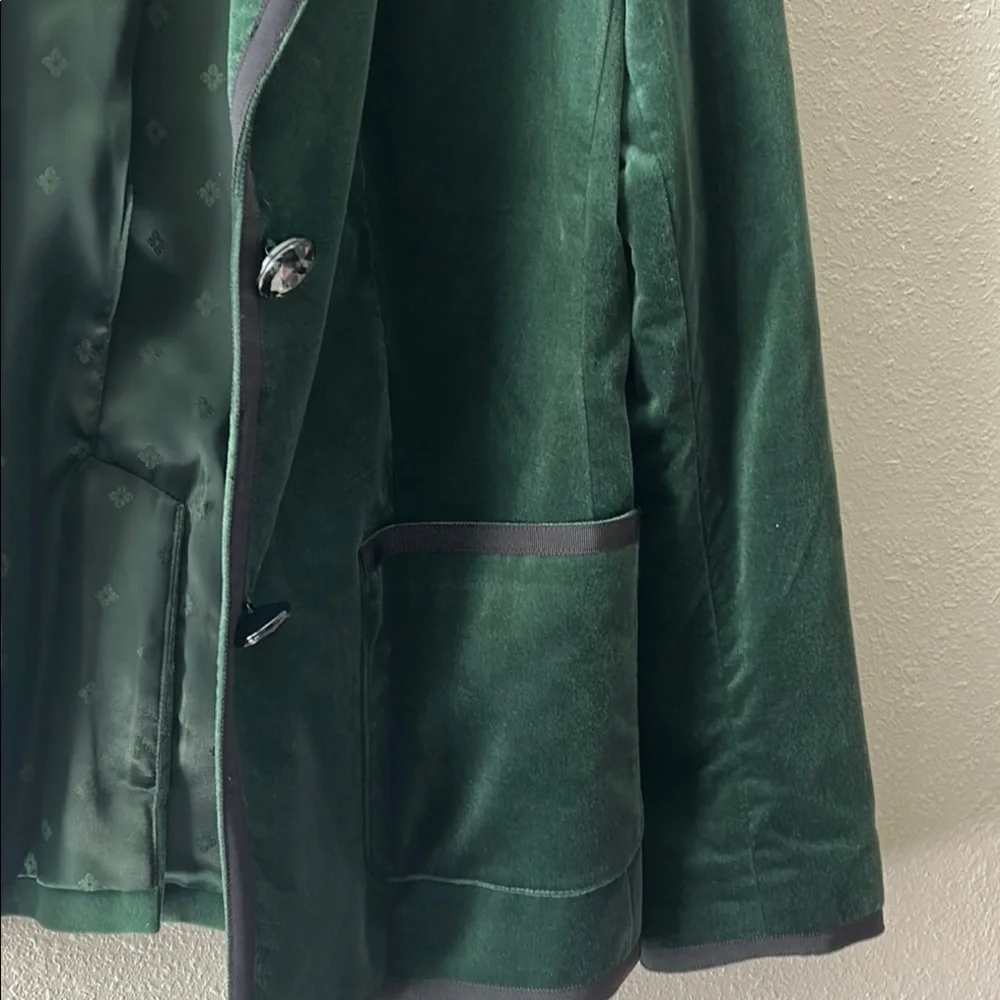 Kate Spade Green Velvet Blazer Classic Suit Jacket